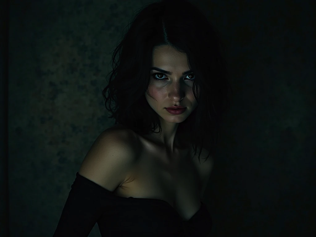 Foto de kristen stewart, crudo, mujer hermosa, ((gothic portrait)), ((detallado face:1.2)), ((detallado facial feature, labios rojo sangre, small breasts with cleavage, detallado skin, Piel clara), (cuerpo perfectamente proporcionado), (vistiendo una chaqueta de cuero negra abierta) (high detallado city environment, apartment balcony), (foto realista, mejor calidad, detallado), (fondo de pantalla 8k), (cinematic lighting, dramatic lighting) (Sharp focus, intrincado)