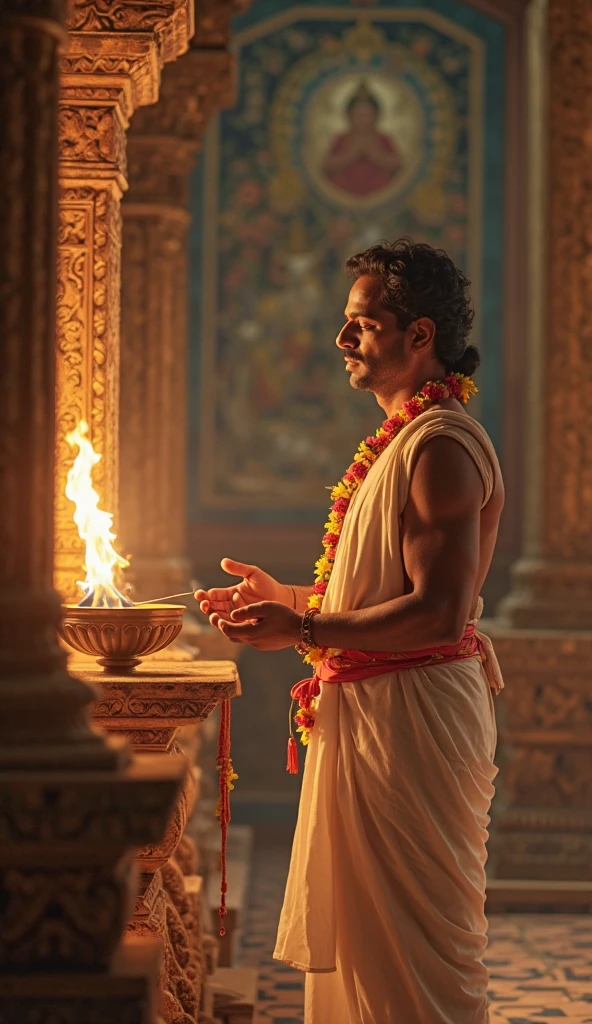 A poor boy making a temple of Kedarnath with gold