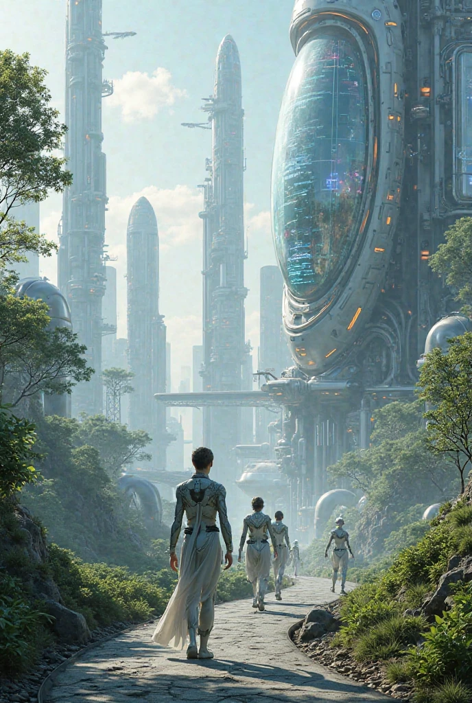 make an image of aliens leaving the spaceship and landing on earth image with detail
