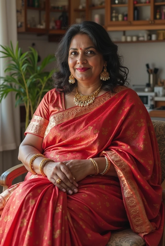 40-year-old-married-indian-women-look-at-the-scenes-wearing-shiny-and