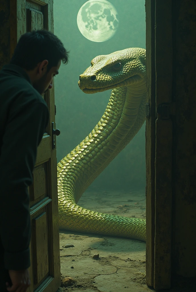A man had giant snakes crawling all over his body.,panic man