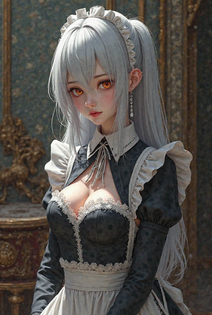 [Detailed illustrations, art based on extremely ideal anatomy, very detailed and detailed drawings, slow and delicate lines, realistic texture expression],(((Color tressed lines)),(Artwork with outstanding craftsmanship),(((Strange bedroom background)),Girl Japanese Beauty 15 years old (Luxury girl) [Cat ears (plump) (large, drooping breasts, (wide areolas))], Babydoll White Corset (Ribbon Ruffled Lace Fabric (Lolita Fashion)),(Realistic and Lustrous Skin Expression ((High Humidity))(Soft Body))),Transparency Soft Ambient Light,Gravure (((Seated Weakness)))),((Fine and Beautiful Skin Expression (Transparency))),(Perfect and Beautiful Face,Realistic Face Details),(Perfect Eyes (Realistic Eye Details (Beautiful iris drawn in detail(sharp pupils))),(Perfectly proportioned proportions)),(Design built to a high level,((Advanced structural understanding)),Ideal color coordination),(((Complex decoration (Ultra-dense detail))),(Detail,High definition),[Ultra-precision detail,HighQuality,High resolution,(Multilayer texture))],(( Accurate simulation of the interaction between light and material, understanding of air flow, mechanically correct expression))), ((visual art with a sense of narrative)).