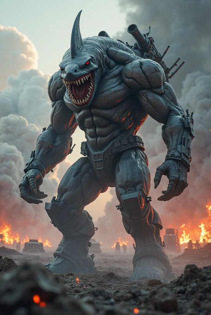 furry growth, hyper growth, hyper muscles, godzilla, shirtless, white shorts, muscular, in a city destroyed by flames, highly detailed, 8K, photorealistic, cinematic lighting, dynamic composition, vivid colors, dramatic shadows, realistic textures, epic scale, awe-inspiring