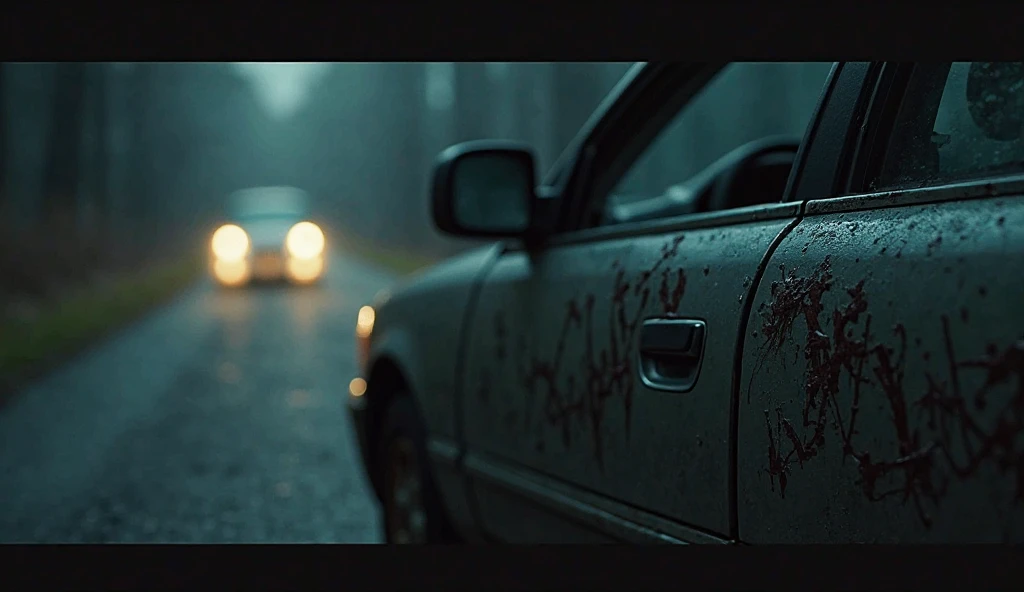 Horrific picture in game where main character gets hit by a car in the darkest of the night