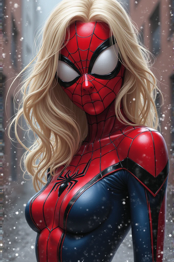(masterpiece), (best quality), highres, kei1, 1girl, solo, blue eyes, long hair, ((((wears a detailed black female spiderman costume with mask and she has a battle pose with sharp claws made of ice on her fingernails and has normal person arms))), spider web-shaped ribbon, bangs, long hair and price, collar bone, gray hair, black hair band, neck ribbon, hair between eyes, medium-sized breasts, cowboy shot, smile, (((detailed anatomically correct body with detailed hands without mistakes)), ((She has battle pose with sharp claws made of ice)), (she is shooting spider webs like spider-man but with sharp ice), (full detallado escenario)