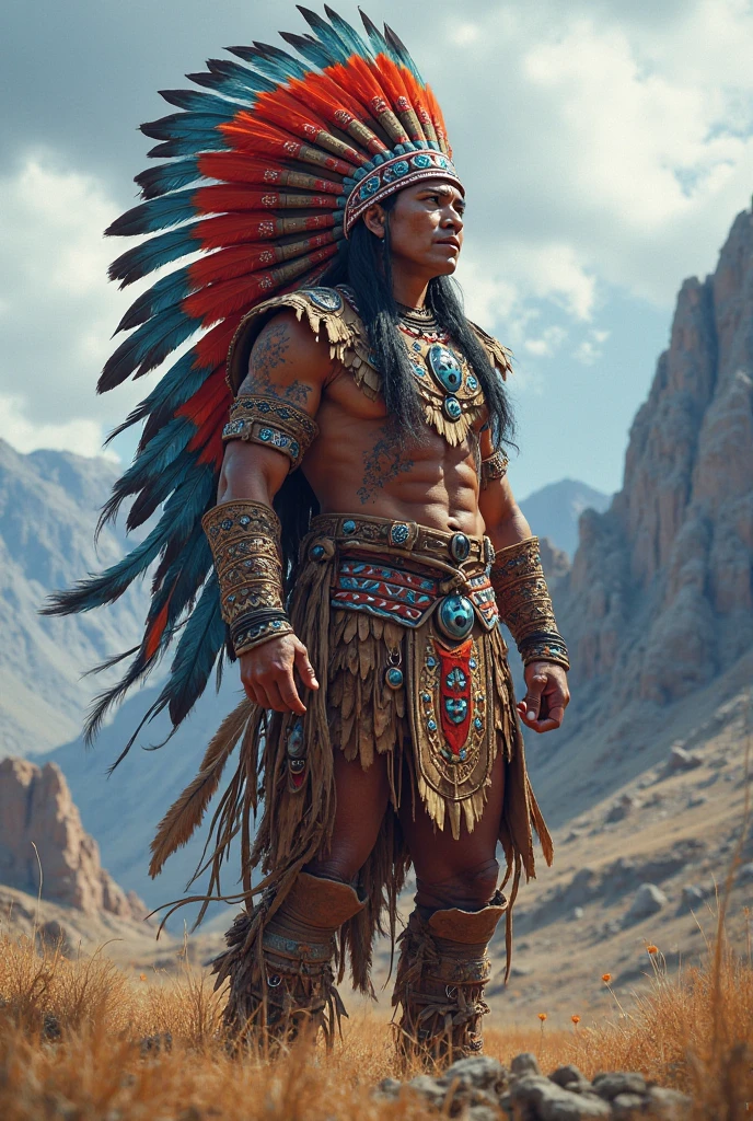 masterpiece, apache warrior, (extremely detailed:1.2), multiple views, super hd, 8k, (intrincate details:0.8), hyper realistic, professional photo, full body, exceptional