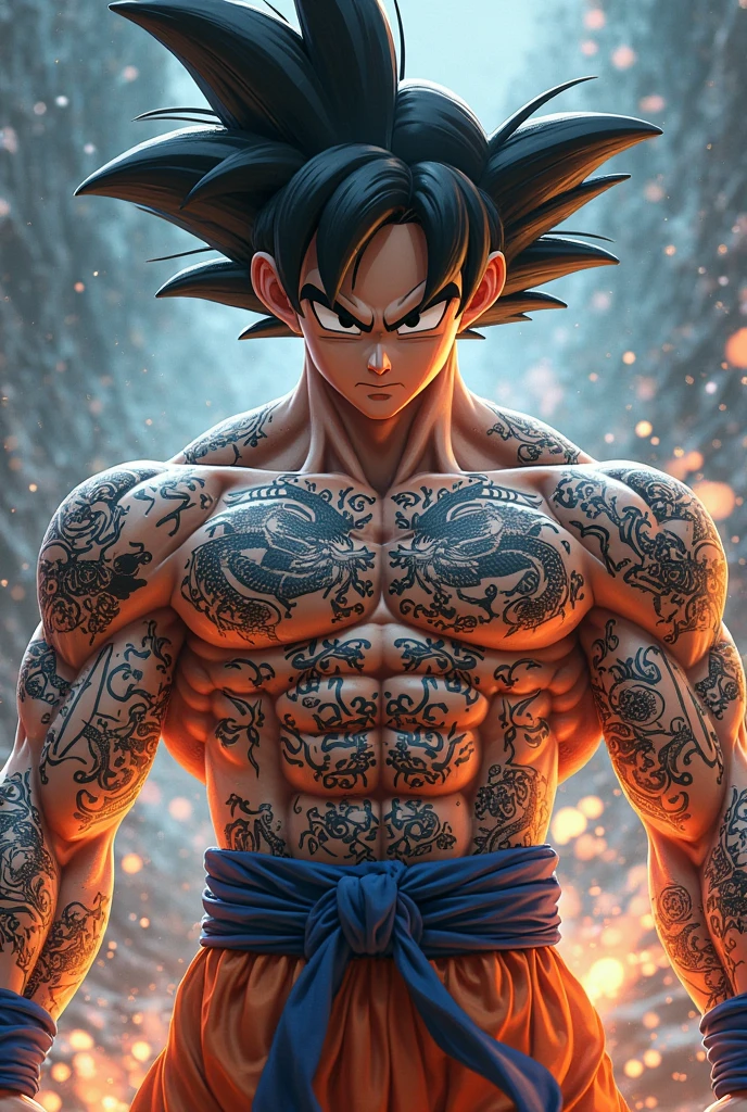 Dragon Ball Broly with several tattoos