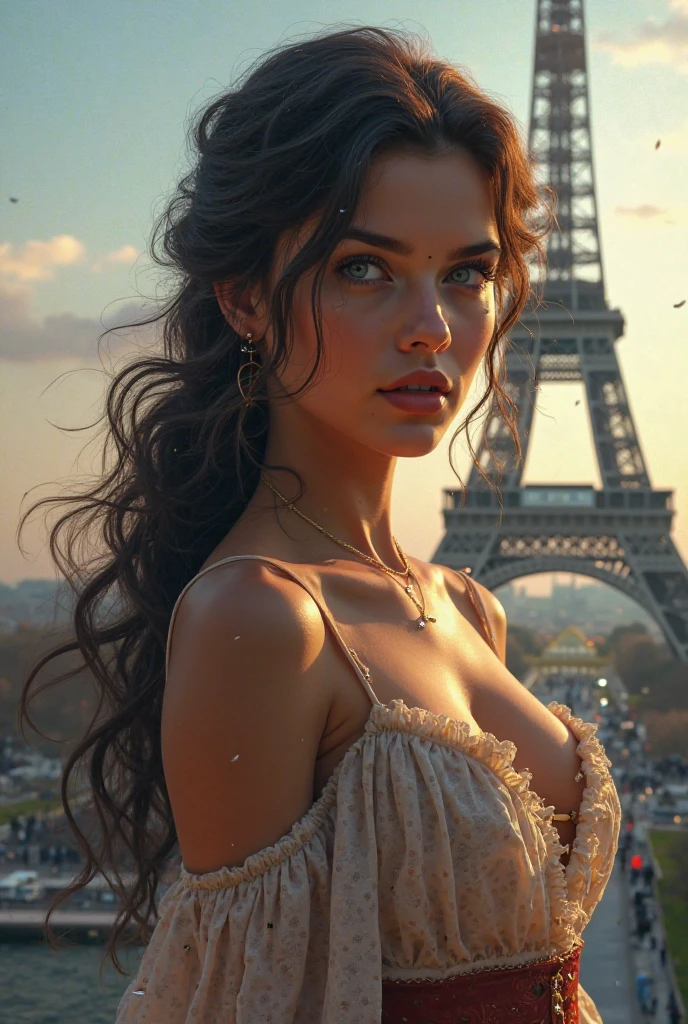 painting of woman, figurative art, intense watercolor, watercolor detailed art,Beautiful and expressive paintings, Beautiful artwork illustration, wonderful, cool beauty, highest quality, official art, perfect composition,perfect angle, best shot, women only, sharp outline, Mysterious, nostalgia, romantic, fantasy, The blurred boundary between past and present, Eyes without pupils, colored eyes, ideal animation, In search of lost time, long curly windblown hair, sentimental, Paris in the first half of the 20th century, Full body, big Breast, visible nipples, visible hairy pussy, beautiful nude.