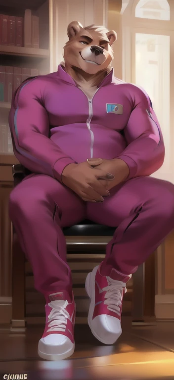 Highest quality, Highest quality, High quality illustrations, masterpiece, Ultra-high resolution, Detailed Background, room, Absurd, Perfect Anatomy, performance, Good lighting, Shadows in the movies(kemono, Furry Personifi猫ion), Tiger, Muscle Body, Rubber Suit, latex, neon, neonライト, neonカラー, Bodysuits, Cyber Suit, cyber punk, Purple Rubber Hoodie, Sit on the sofa, Earrings, Tattoo, Huge bulge, Dynamic Angle