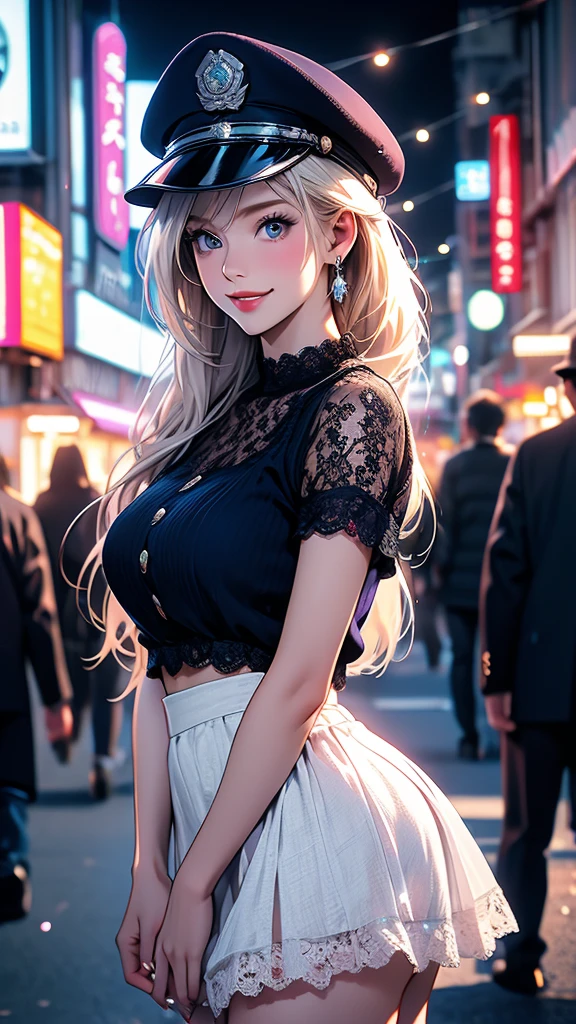 1girll,Pink lace strapless dress, Extra-big,Large breasts,blond hairbl, Happy jumping,Jump high,Long flowing hair,cheerfulness,Pleasure, urban backdrop, perfect eyes, perfect hand, 超高分辨率, Movie Angle, Professional lighting, best qualtiy, tmasterpiece, Sideslit, Sharp, Perfect focus,Background bokeh,realisticlying,(Delicate eyes:1.3),realisticlying,(3D脸:1.1),(Glow skin:1.5),(Ultra-high resolution complex facial details),(Facial skin pores:1.3),Ultra-high ress fabric texture,8k eye details,8K pupils,