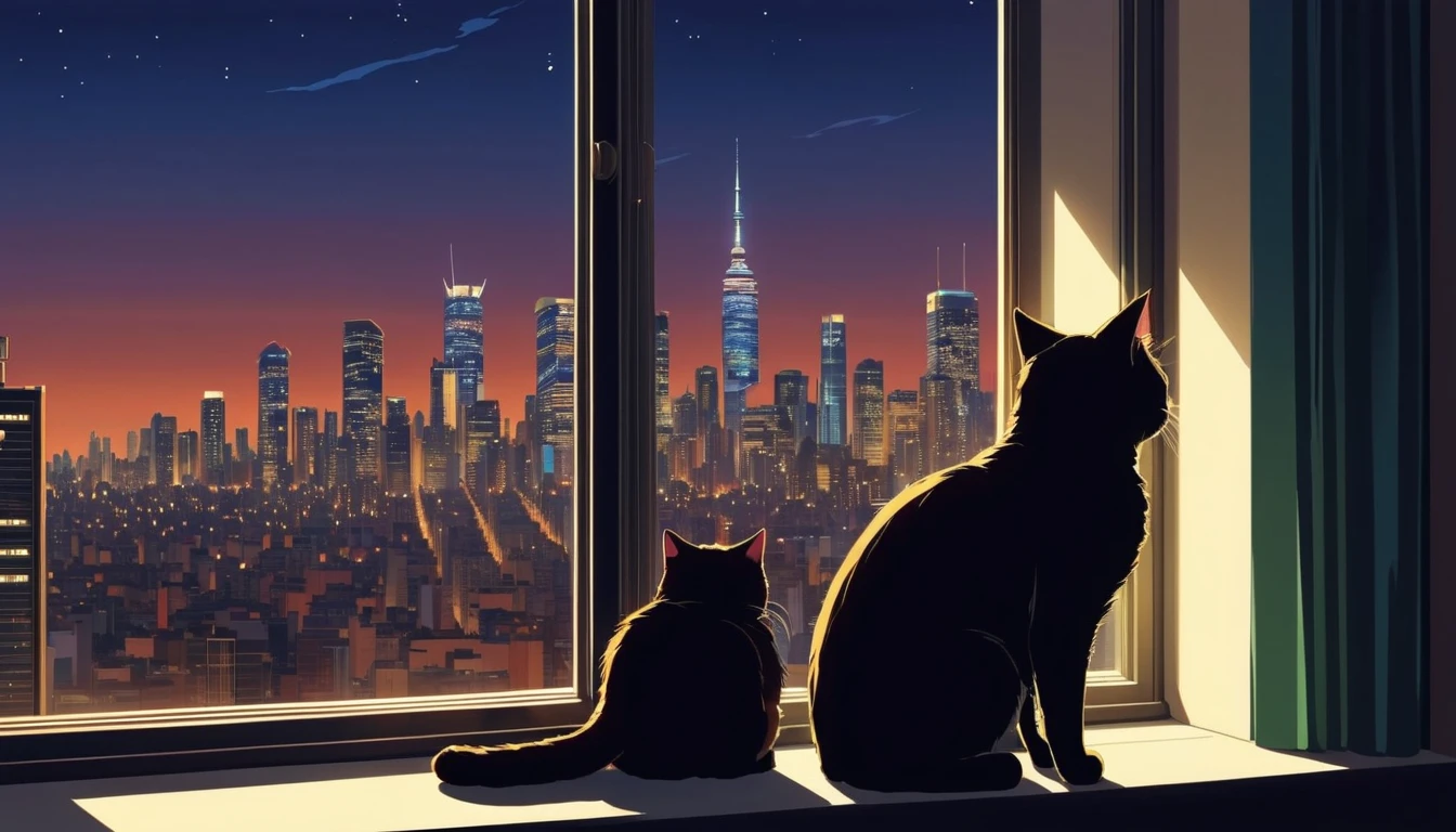 Illustrate the silhouette of a young East Asian woman with short, dark hair and a fluffy cat, both seated on soft cushions in front of a vast glass window that encompasses the whole wall. They are at the heart of a hyper-futuristic Tokyo, observing the complex cityscape on a rainy evening. The woman is petting the cat, which adds a layer of intimacy to the scene. Outside, the city is a tapestry of intricate neon lights and holographic ads, made even more complex by the reflection of the raindrops on the window. The flying cars are abundant, their lights creating intricate patterns as they move through the rain. The room's warm lighting contrasts with the cool, wet urban maze outside, highlighting the comfort and connection between the woman and her cat as they witness the wonder of the city.
Negative prompt: multiple people, photoshop, video game, ugly, tiling, poorly drawn hands, poorly drawn feet, poorly drawn face, out of frame, mutation, mutated, extra limbs, extra legs, extra arms, disfigured, deformed, cross-eye, body out of frame, blurry, bad art, bad anatomy, 3d render, photograph
Steps: 30, Sampler: DPM++ SDE Karras, CFG scale: 7.5, Seed: 1833134531, Size: 1532x1024, Model: paradoxSDXL10_paradoxSDXL10