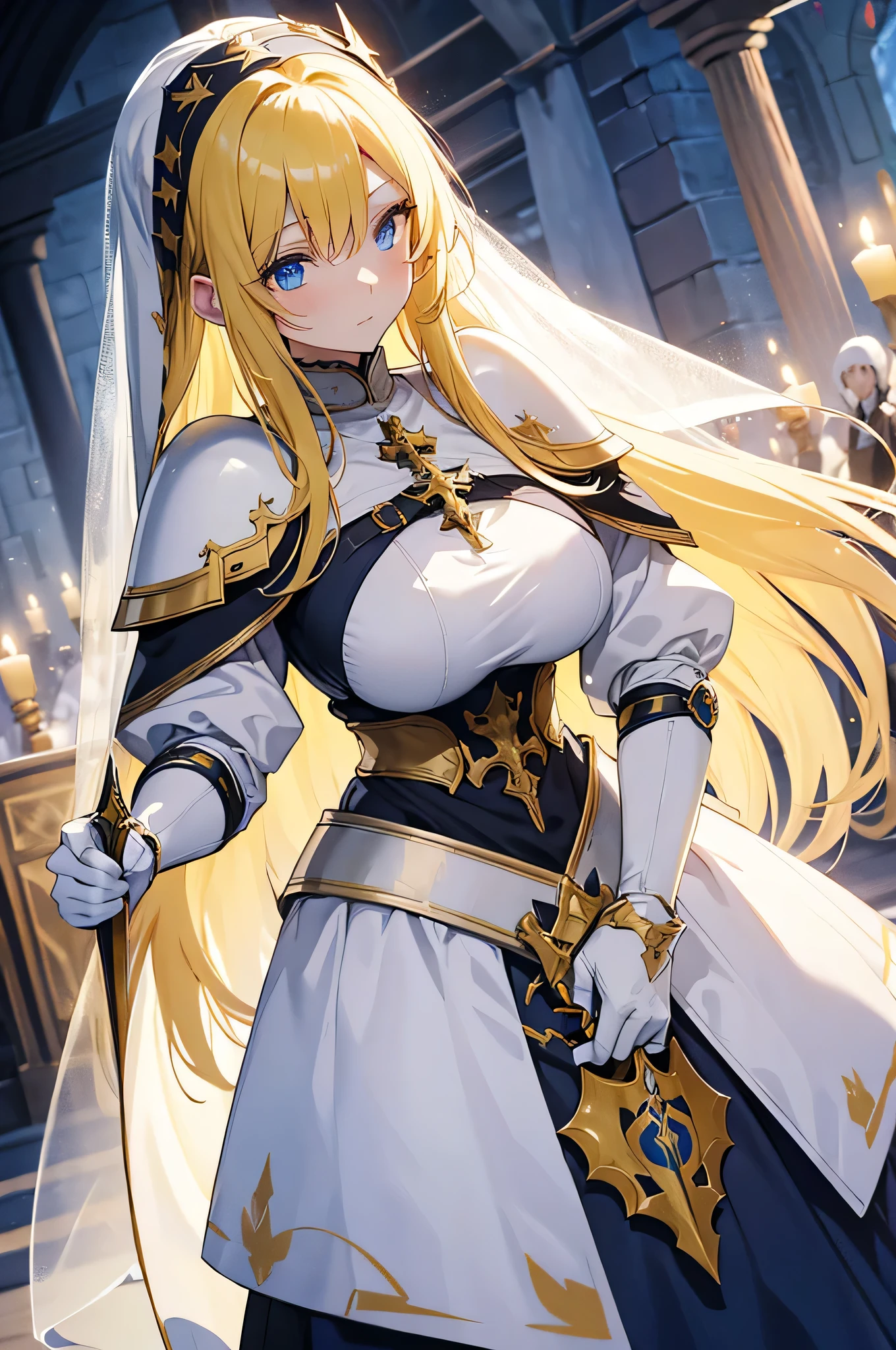 Altria Pendragon Knights,A magnificent church,dusk,beautiful,masterpiece, chest,