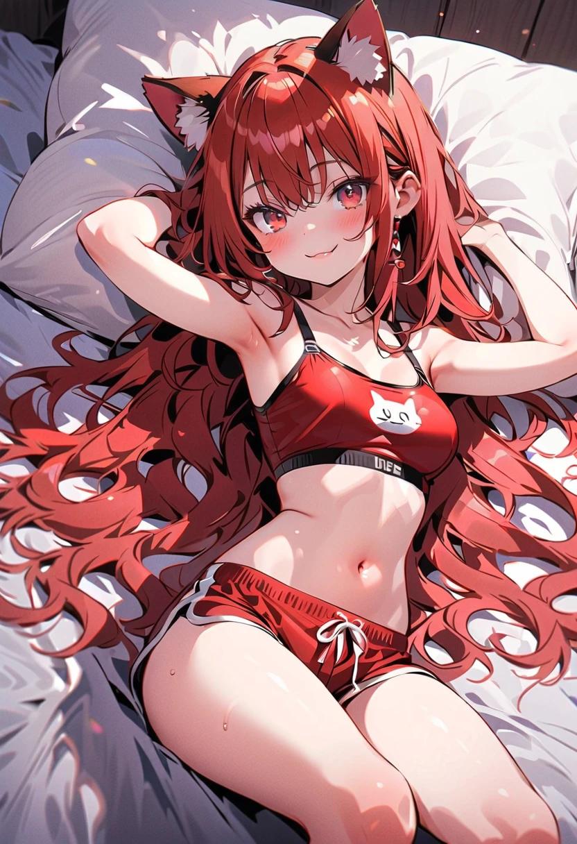 (masterpiece, best quality), red hair girl twintails on the bed wearing only frill white bra and panties white kneesocks and sneakers stuffed animals and fan, (Clutter-Home:0.8), (detailed skin:1.3) (sharp focus), <lora:add_detail:1>