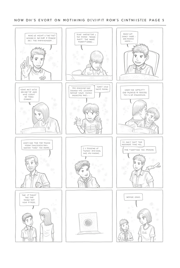 Create a digital comics about digital safety with 9 boxes and has a bubbles to put the dialogue and black and white only, make it Like a sketch
