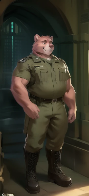Teen boy, 18 yo, extremely fat, soldier, in military uniform, tight clothing