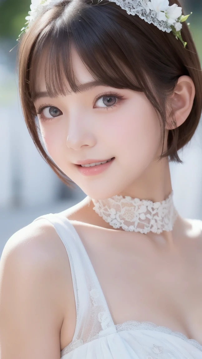 (Highest quality, masterpiece:1.3), shape, ((Beautifully detailed face)), Beautiful and detailed skin, Intricate details, Very detailed, Best image quality in 8K,Fantasy,(White Mage:1.4), (18-year-old female:) (Large Breasts:1.2),Japanese girl,Baby Face,(Detailed Hair,Bobcut:1.6,Platinum Blonde Hair,Gray Hair),Detailed lips,Open your mouth,blush,Embarrassing,(Expression of joy:1.5), Realistic Face,Realistic Skin,(Vibrant Skin,Moisturized Skin:1.2),Vivid lips,Lip gloss