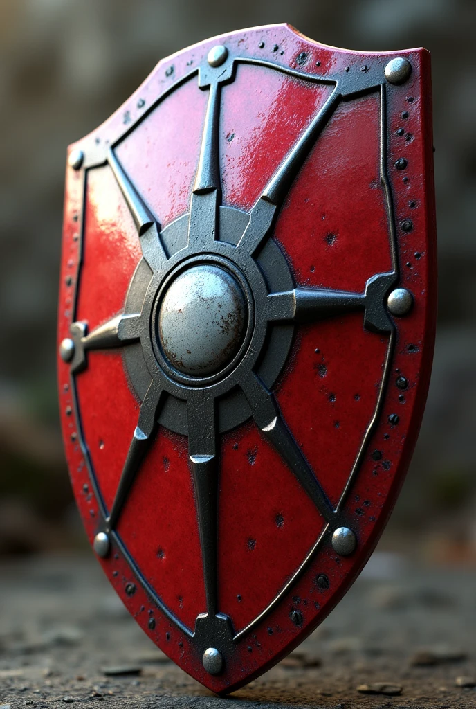Increase material details
The materials can be improved by adding some realistic wear and scratches to make the shield look more used rather than completely new..
Using Substance Painter to add harsher effects to shiny surfaces.
2. Improve contrast between components
Adding some differences in gloss between the hard parts and the joints to make the shape clearer in terms of the materials used.
3. Background and environment effects
The background can be enhanced by adding blur or backlight effects that enhance a sense of depth and blend in with the surrounding environment.