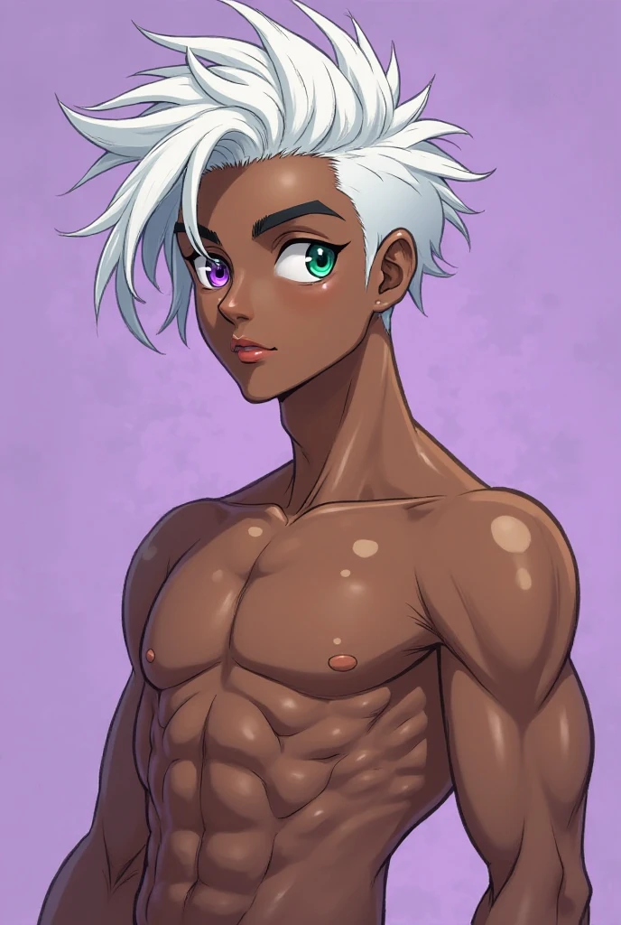 estilo arcane, solo, homem de pele escura, pele escura, dreadlocks, cabelo curto,cabelos grisalhos,sem camisa, sem cueca, bravo, gostoso, masculo, penis duro.