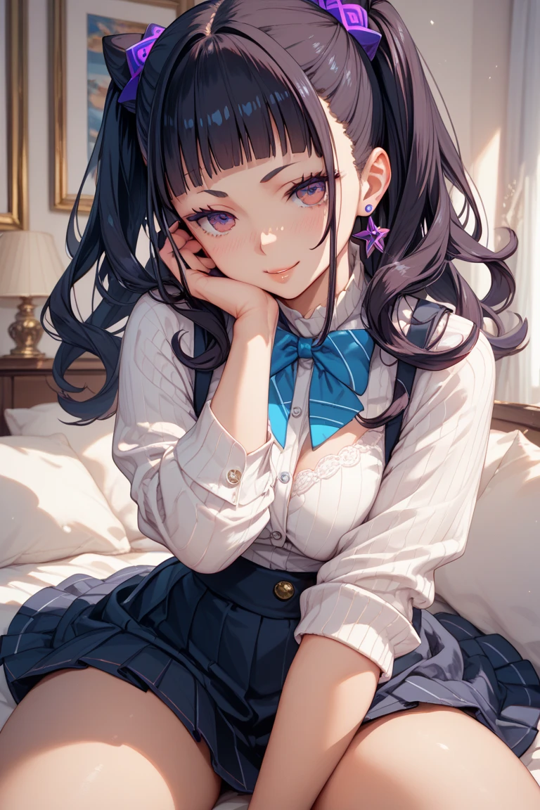bbsato, long hair, half updo, braid, hair between eyes, animal ears, ear ornament, horse tail, tracen , sailor collar, purple bowtie, purple shirt, sailor shirt, short sleeves, pleated skirt, white skirt, white thighhighs, breasts out,(nipples:1.2), embarrassed, open mouth, wavy mouth, drunken eyes, girl_on_top, straddling on boy, sit astride, (double peace:1.3), 8Panties pulled aside fuck:1.3), (spread legs:1.3), (pussy line:1.3), (excessive cum:1.3), (embarrassed:1.3), (vaginal penis:1.3), (1boy:1.3), (cum in pussy:1.3), (pussy cum:1.3), excessive cum, vomcum, (creampie:1.3),