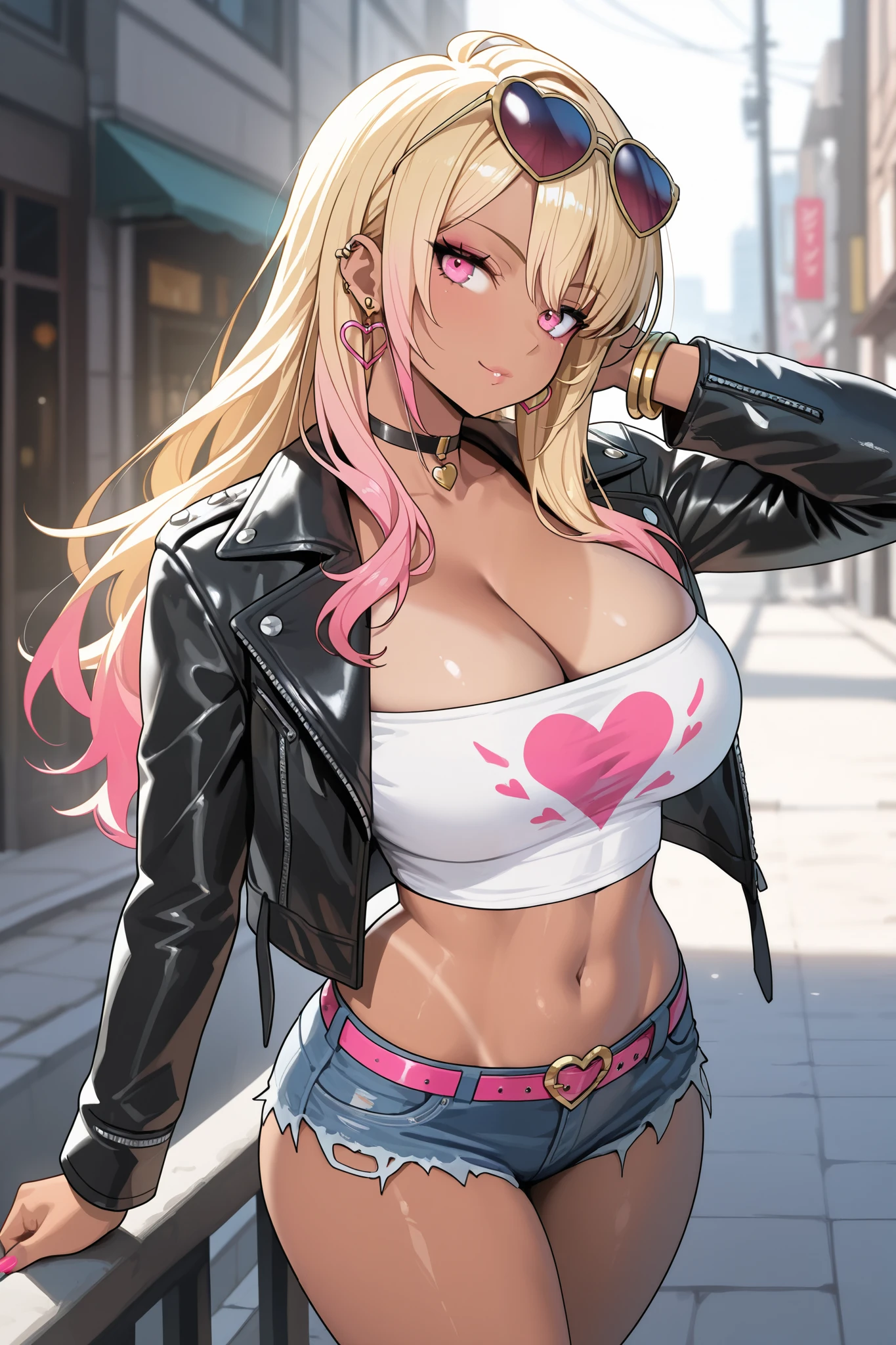 ((sexy girl ,gyaru)) ,leather armorfantasy mini skirt,with sword,stand