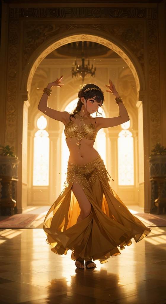 (((Medium Hair))), top-quality, 8K, nffsw, Hi-Res, absurderes:1.2, a picture, (Raw photography:1.2), (Photorealsitic:1.4), (​masterpiece:1.3), (intricate detailes:1.2), 1girl in,a japanese girl, Delicate and beautiful details, (A detailed eye), (detailed facial features), (((large full breasts))), tonned skin, (up looking_で_viewer), from a_front, (skiny), (top-quality:1.4), (超A high resolution:1.2), cinematric light, (Extreme detailed illustration), (lipgloss、top-quality、超A high resolution、depth of fields、Caustics、Broadlighting、Natural Shading、85 mm、F / 1.4、ISO 200、1 / 160 seconds:0.75)、((Captivating costumes for belly dancing)))A smile、校服、a necklace、luxury member room:1.3、乃木坂アイドル、hposing Gravure Idol、Beautie、accurate hands、Precise feet、Open your legs and bend your knees、The hidden shape is clear、the shape of the female genitalia is clearly visible、Facing forward、 M-shaped legs:2.8、wide open the crotch、Bend your knees、(Legs wide open)、Open the crotch、Lift your buttocks to the limit、Water comes out of the pubic area and falls to the ground、Wearing pin heels、 Wearing high heels、(Water sprays from the crotch down、Yellow water gushes out of the crotch:1.8、Yellow water coming out of the crotch)、(Peeing)