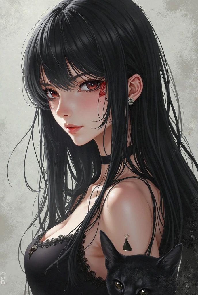 girl with long black hair and brown eyes, beautiful and sexy, halF body, sexy lips, naked, with a palette "lollipop"