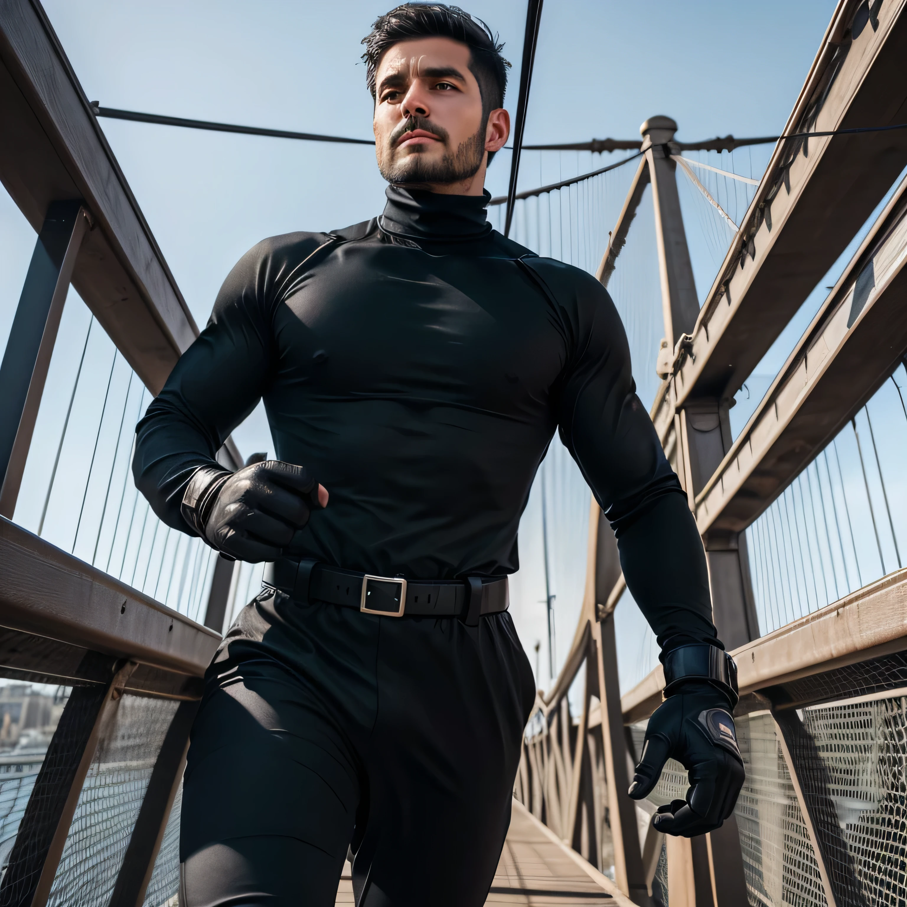 man with panther ears and tail martial arts fighter 1,93 meters tall with black clothes and brown skin, アニメ, 4K