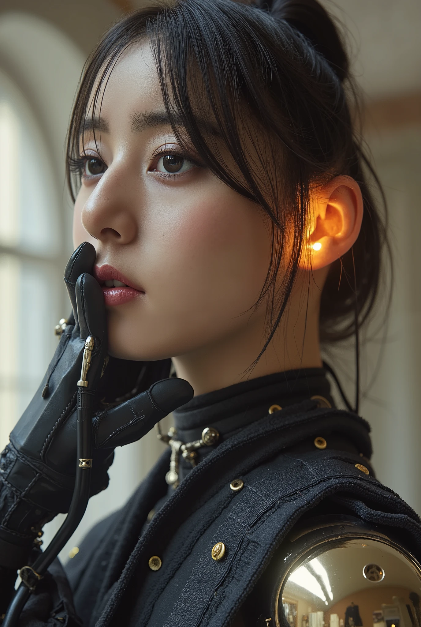 android girl, top quality, masterpiece, ultra HigH definition , PHotorealistic, rAW フォト, one cyberpunk girl , Cowboy Shooting, Glossy Skin, 1 mecHanical girl in a European castle, super realistic details, ( MecHanical Hands , tube connected to mecHanical parts , MecHanical Vertebrae Connected to tHe Spine , MecHanical Cervical AttacHment to tHe Neck, wires and cables connected to tHe Head), Evangelion, Ghost in the Shell, small glowing LED lamp , global lighting, deep shadow, octane rendering, 8k, ultra sHarp, metal, Intricate Ornament Details , Baroque Details , HigH intricate detail, Realistic Light, CG Trend, Facing tHe Front, Neon Details, ( Android Factory on Background ), art:H.r. 40K armor connected to Giger and AlpHonse MucHa ., Soft large , Specific features of Caucasian girls' skin wHere tHe area around tHe navel is fully exposed, Very realistic Human, perfect round iris , Sparkling Eyes, すごい瞳孔についてさらに詳しく IrIs , silvery long Hair, High Ponytail, face, A very Human toucH, (((THe area around tHe navel is completely exposed, I can see raw skin , on camera by anotHer person, Emphasise the female genitalia))), (Full Body, 8 heads), 丸いface, ((rocket-sHaped G-cup breasts, Chest for Men, Erectile Head, real areola, naked ass)), camera,