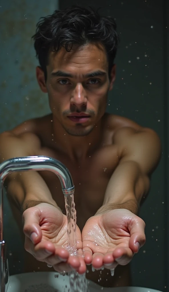 A BillMatheson man washing the face with water
