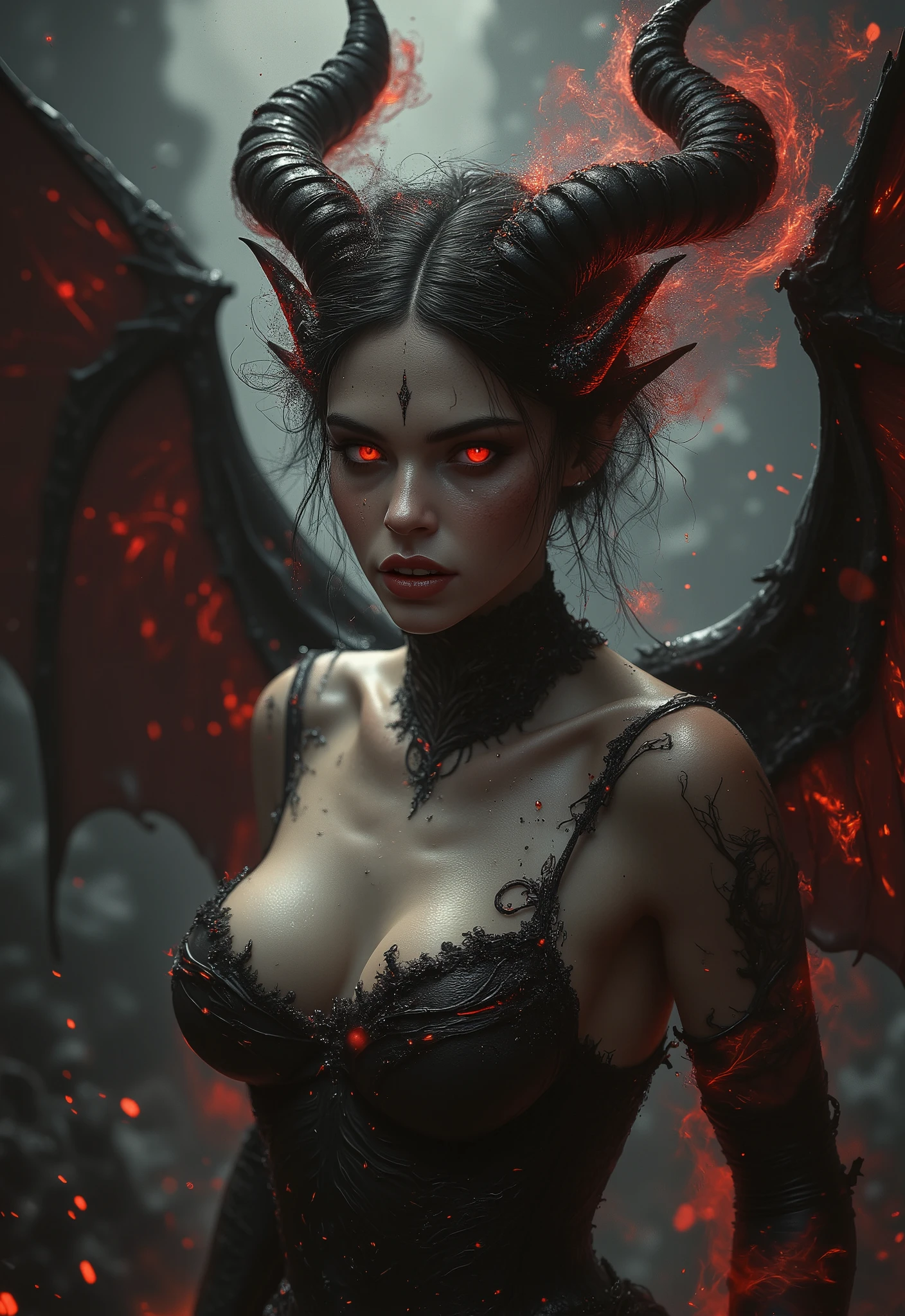 (extremely detailed 8k wallpaper), a medium shot shot of a terrifying, intricate, high detail, dramatic, 1:1 size succubus