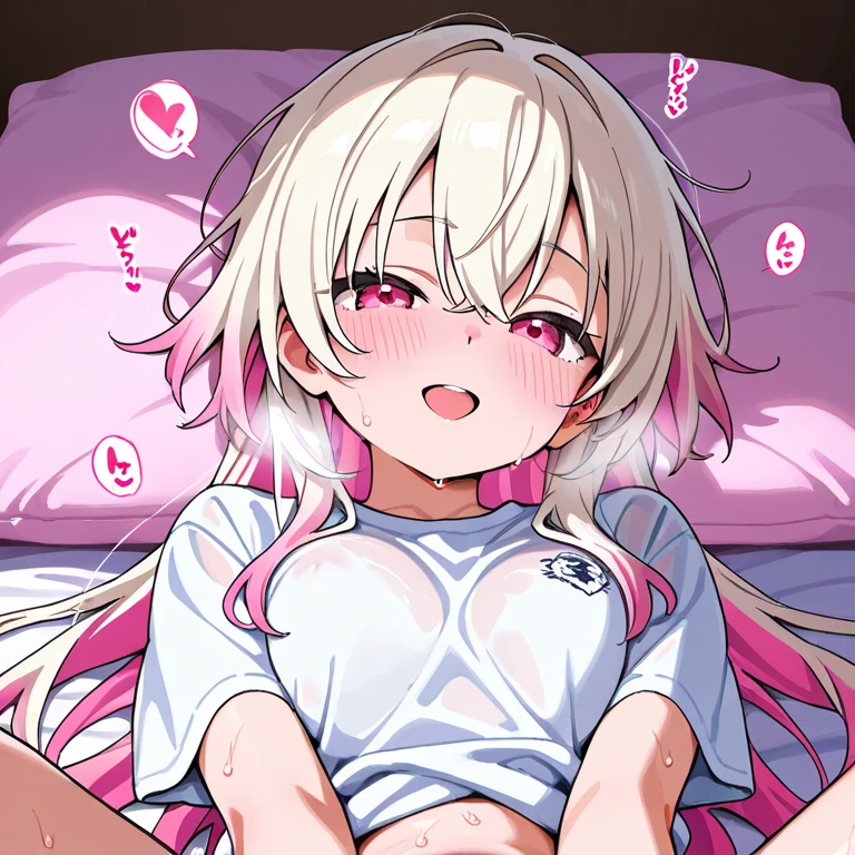 one girl, angel, angel wing, angel ring, cute, naive, beautiful, white hair, love me, sex, heart eyes, all fours, medium breasts, intercourse