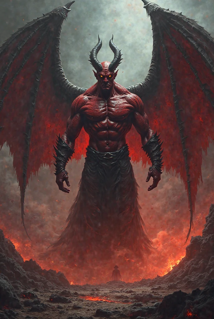 A dark devil holding crown