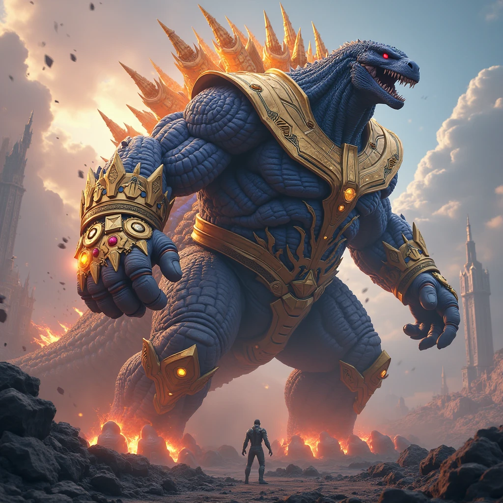 (Concept Art), (Best Quality), ((Masterpiece), (detail: 1.4), (Intricate Details), (Ultra High Resolution), (V0id3nergy) giant monster Godzilla, Roar, (surrealism), (dreamy), Void magic,