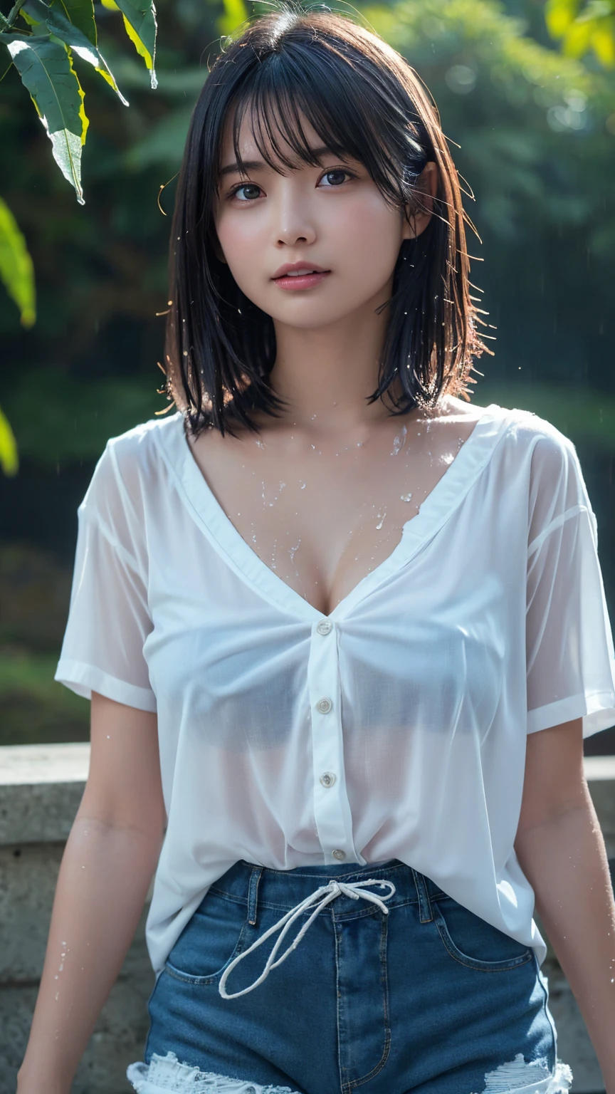 (shoulder-length straight short hair: 1.2),（Extremely meticulous CG 8k wallpaper），（Extremely refined and beautiful），（Masterpiece），（best qualtiy:1.0），（Ultra High Resolution:1.0），beautiful light up，Perfect lightning，realistic shaded，[A high resolution]，Smooth and flawless fair skin，Extremely exquisite facial details，ultra - detailed，A  girl，small head，Smile，cheerfulnes,late at night,(Dim light:1.4),Close Shot,at home,in the restroom,Blue green background,(open mouth:1.2), drooling，Top down overhead camera perspective，small face,（perfect body:1.1）,small breasts，flat chest，no bra,slim,thin,(a damp gauze white shirt:1.5),Slender legs，shoulder off，bare shoulder，Charming collarbone，(Female orgasmic:1.5),(blush:1.3),ahegao,(wet hair:1.4),（lying on back:1.3),(in a bathtub:1.3),(sweat:1.7),
