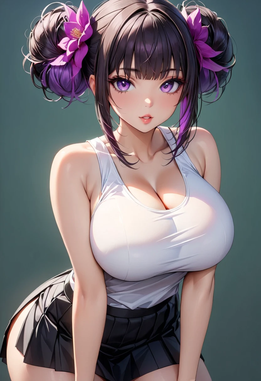 (obra prima,) Teddy fox parecendo uma pessoa fantasiada, corpo humanoide, Dark skin,cabelo roxo, huge breasts size of a head, bunda enorme, cintura enormes tamanho 400 ((mulher)), estilo anime
