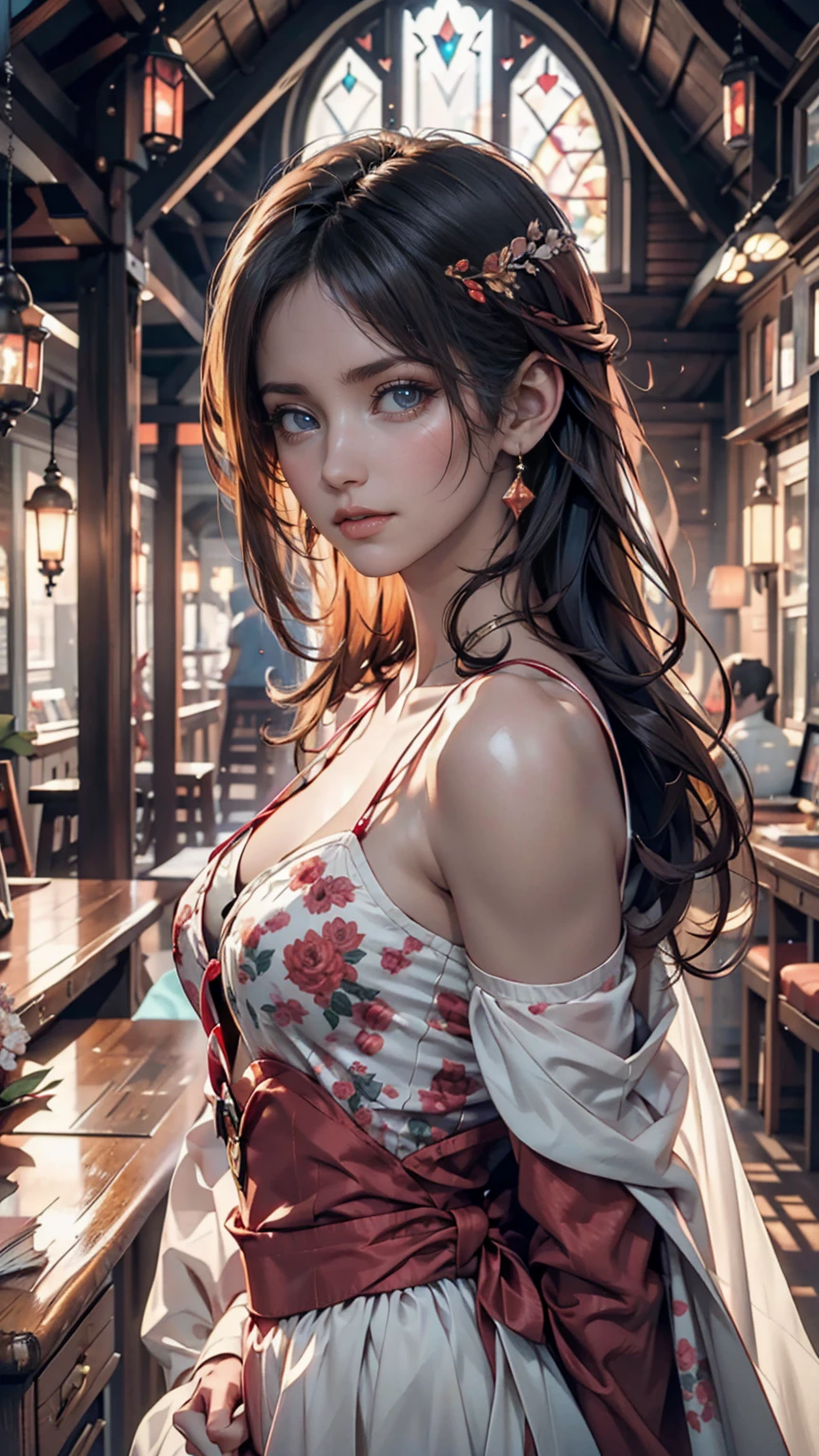 (Front Focus), (In the Dark:1.6), Hyperrealist Female Portrait by David Hockney and Alphonse Mucha, Fantasy art, Photo Real, Dynamic Lighting, Art Station, Poster, Volumetric lighting, Highly detailed face, 4k yen, Awards, One girl, In the Dark, Deep Shadow, Modest, Cowboy Shot, (Sexy Costumes), Long Hair, Gray Hair