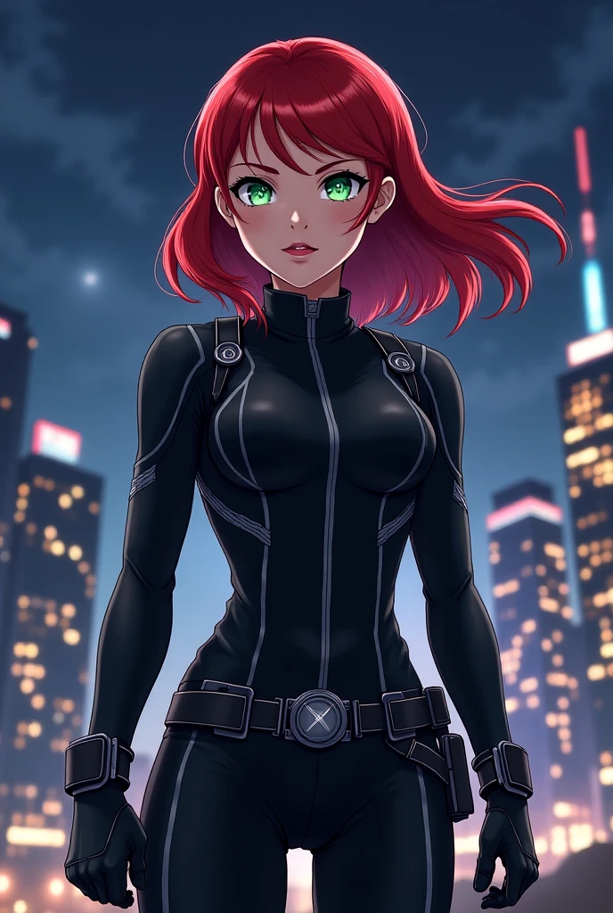 From Marvel Anime Girl Black Widow FrechMein Black Jacke Zip 