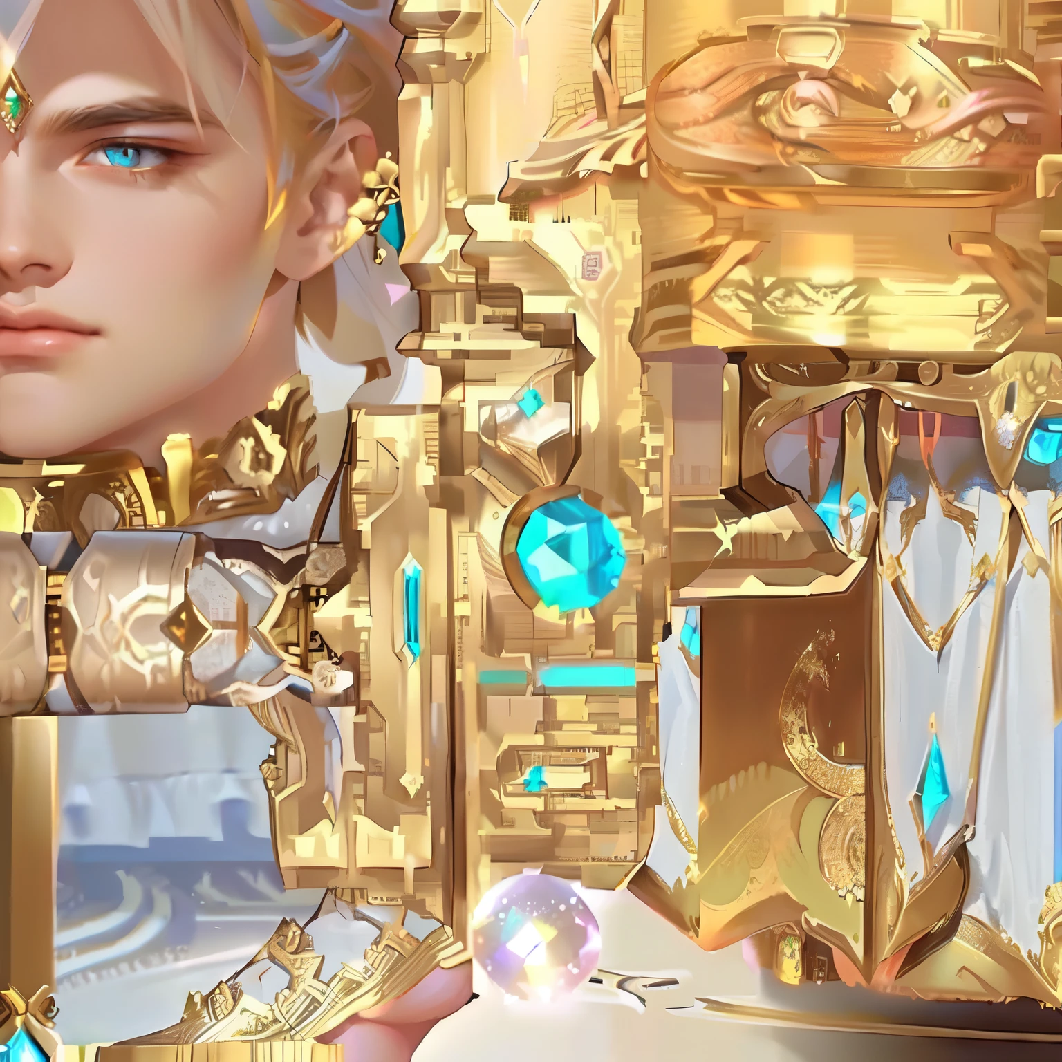 Enhancing metallic and gem textures.Adding intricate robe and staff details.Boosting color vibrancy and contrast.Improving lighting and shadow effects.man
