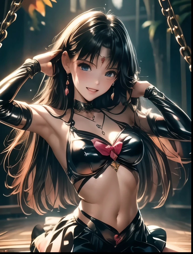 ((highest quality)),(ultra high resolution),(Super detailed),(detailed description),((best CG)),(best work of art),super precision art, great drawing art,(Art with precise details:1.5), (1 woman:1.5), beautiful and well-shaped face:1.5,(Beautiful skin with precise and detailed depiction:1.6),(Halter neck crop top, knee length gym shorts ),gorgeous, masterpiece, best quality, high-resolution, finely detailed, extremely detailed and beautiful, distinct-image, 1 girl, solo, sharp facial features, oval shaped face. cherry pink lips, lightly tanned white skin. velvet-colored eyes, C-cup breasts, tall height(175cm), slim yet chiseled body type, short shoulder length dark violet-black hair, small narrow waist, long and slender legs, curvy wide hips, elegant gothic courtyard setting
