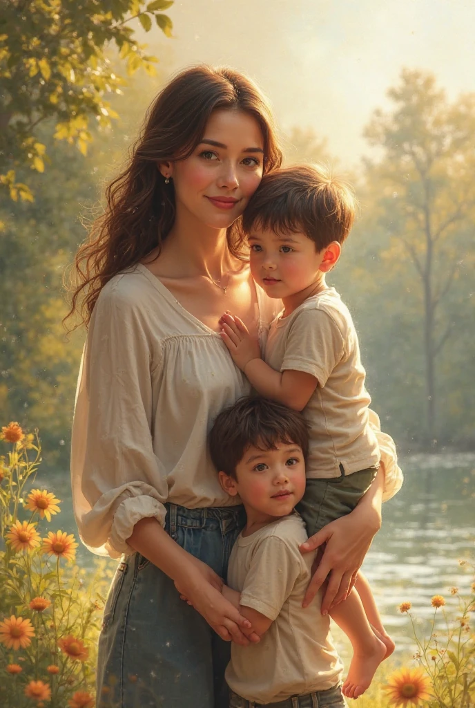 ????? girl
 carry boy on shoulder

