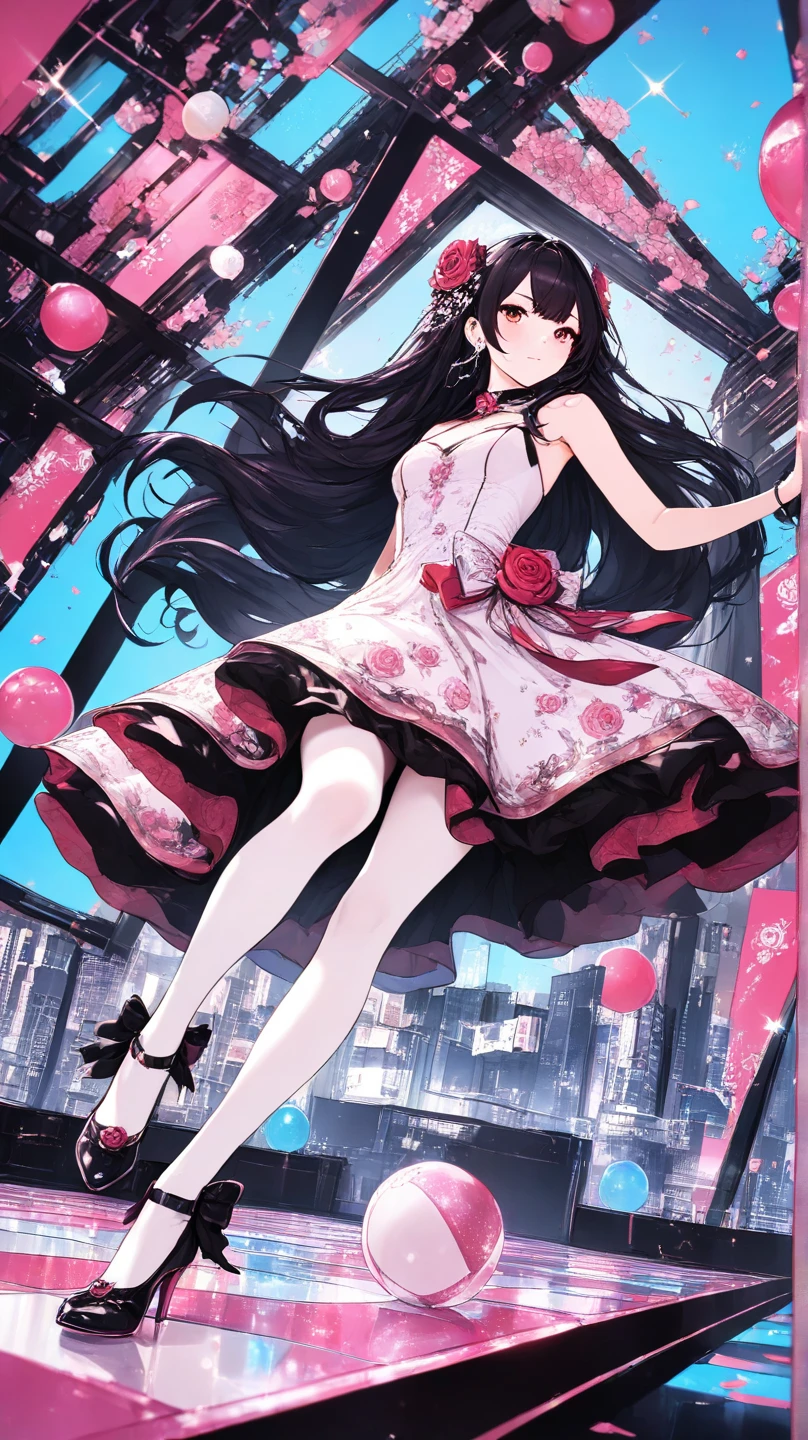 (Little Girl:1.5),Lace,Ribbon,(masterpiece, Side Light, 精致beautiful灰色眼睛: 1.2), Medium breasts, Practical, Glowing eyes,Shiny hair,Black Hair,long hair, Glowing skin, Solitary, Awkward,Strapless,Beautifully,beautiful,garden,Flowers,Flying petals, Bare Legs, Cherry blossoms, Movie Lighting, Film composition, Rich expression