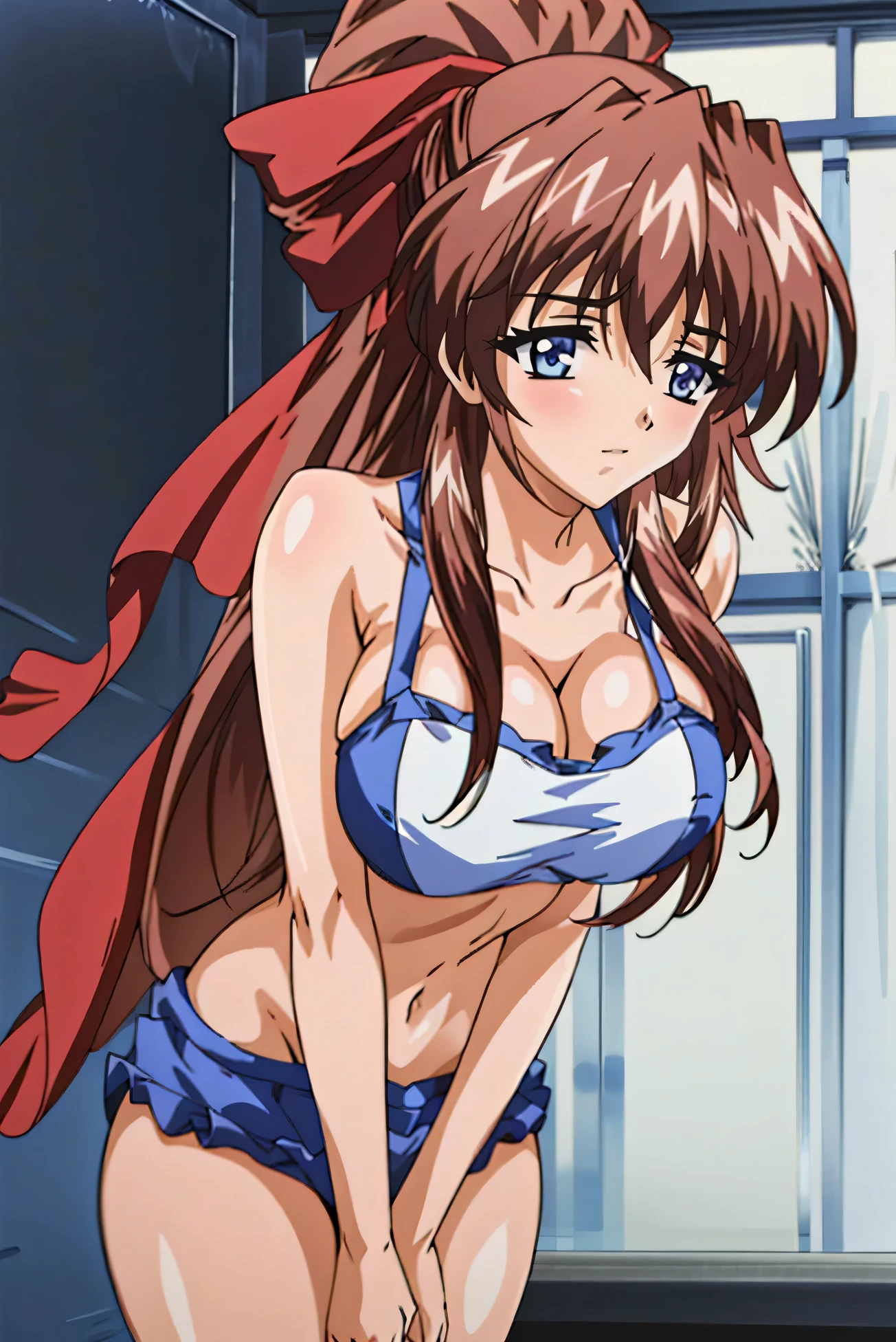 anime, masterpiece, highest quality, Perfect Anatomy, Aoikan, (1 girl)solo, orgasm, (pink leotard)(cameltoe)thong, gymnastic hoops