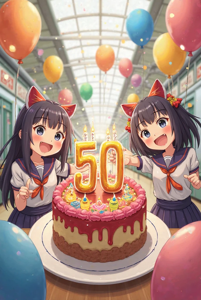 anime girl celebrate birthdays and carrying a birthday cake 
