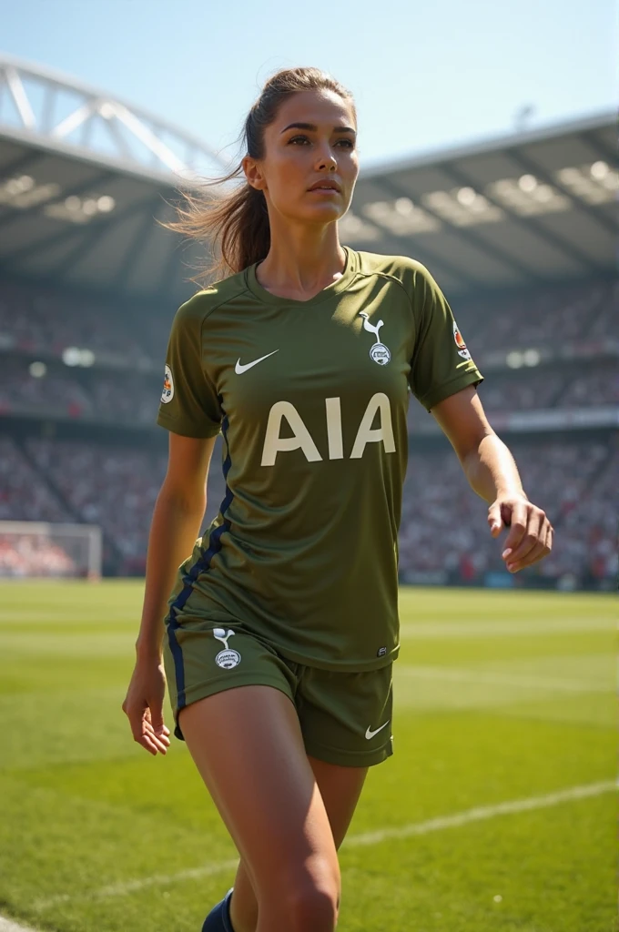 beautiful girl, Bronya zaychick, athletic sports wear, Bayern Munich soccer uniform, soccer stadium background, serious expression, (best quality,4k,8k,highres,masterpiece:1.2),ultra-detailed,(realistic,photorealistic,photo-realistic:1.37), detailed facial features, beautiful detailed eyes, beautiful detailed lips, extremely detailed face, long eyelashes, highly detailed, dynamic pose, cinematic lighting, vibrant colors, realistic textures, intricate details