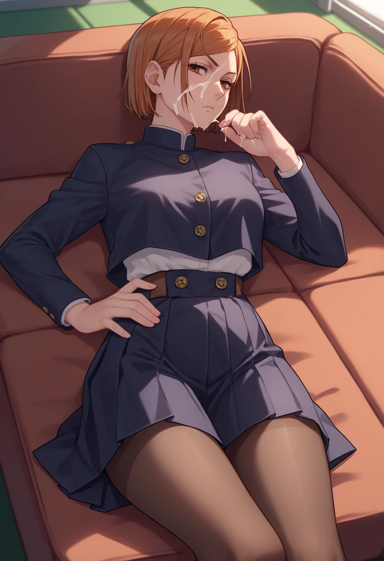 NSFW,(((1girl,1boy,sex,vaginal,clothed))), (masterpiece, Highest quality:1.2), Cowboy Shot, alone, One girl, kugisaki nobara, Expressionless, Mouth closed, View your viewers, Black jacket, skirt, pantyhose ,lace panties,
break masterpiece ,8k unity wallpaper,anime key visual,highest quality, High resolution, (shape:0.8),anime coloring,
highly detailed face, detailed eyes,growing eyes,shiny skin,fine skin,white skin,dense skin,detailed hair,highly detailed legs,
perfect lighting, Detailed CG,
(perfect hands, perfect anatomy),High resolution,
Break slender limbs, delicate curves, dainty hands,figure:0.8,