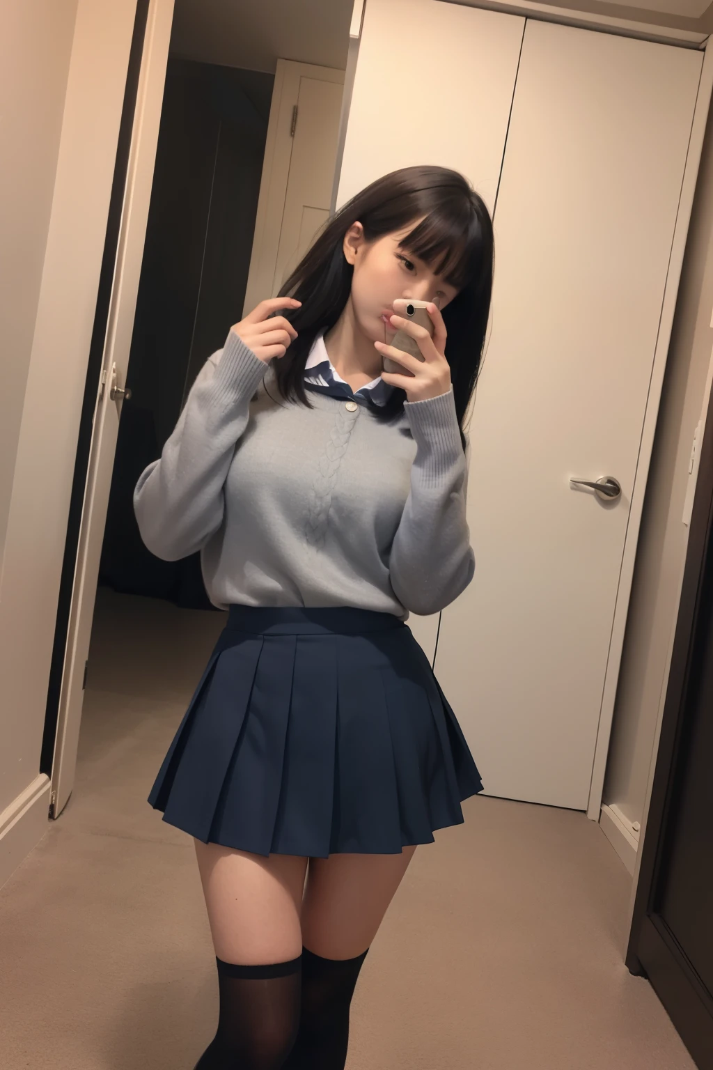 (Browsing Caution:0.99)、Beautiful girl, (Skirt flip), looking at the camera, Angle from below, Short skirt, squat, A shy smile, Japanese  , Beautiful Skin, ((highest quality, 16K, masterpiece: 1.3)), 1 girl, Light on the face, Ultra detailed face, Highly detailed lips, Fine grain、Realistic Skin、Cute design panties、Shaven、Various Hair Styles、Uniforms in different colors、Natural clothing、Vans Sneakers、bite、Detailed panties