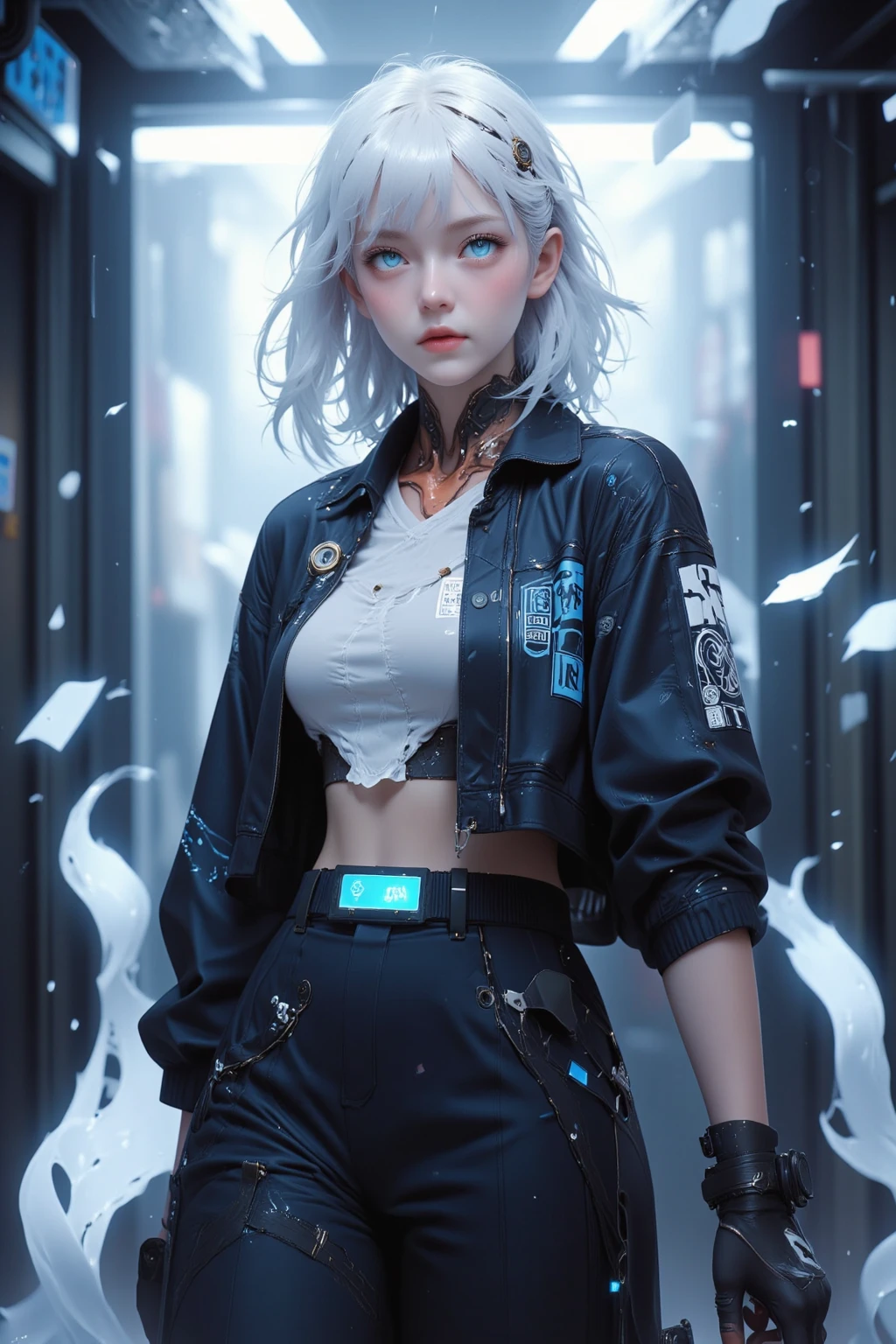 (((masterpiece)))、(((top-quality)))、((ultra-definition))、(High Definition CG Illustration)、((extremely delicate and beautiful))、Cyber City、Cinematic Light、Yohji Yamamoto Fashion、2080s、animesque、girl with、trending on artstationh、Rachel Walker