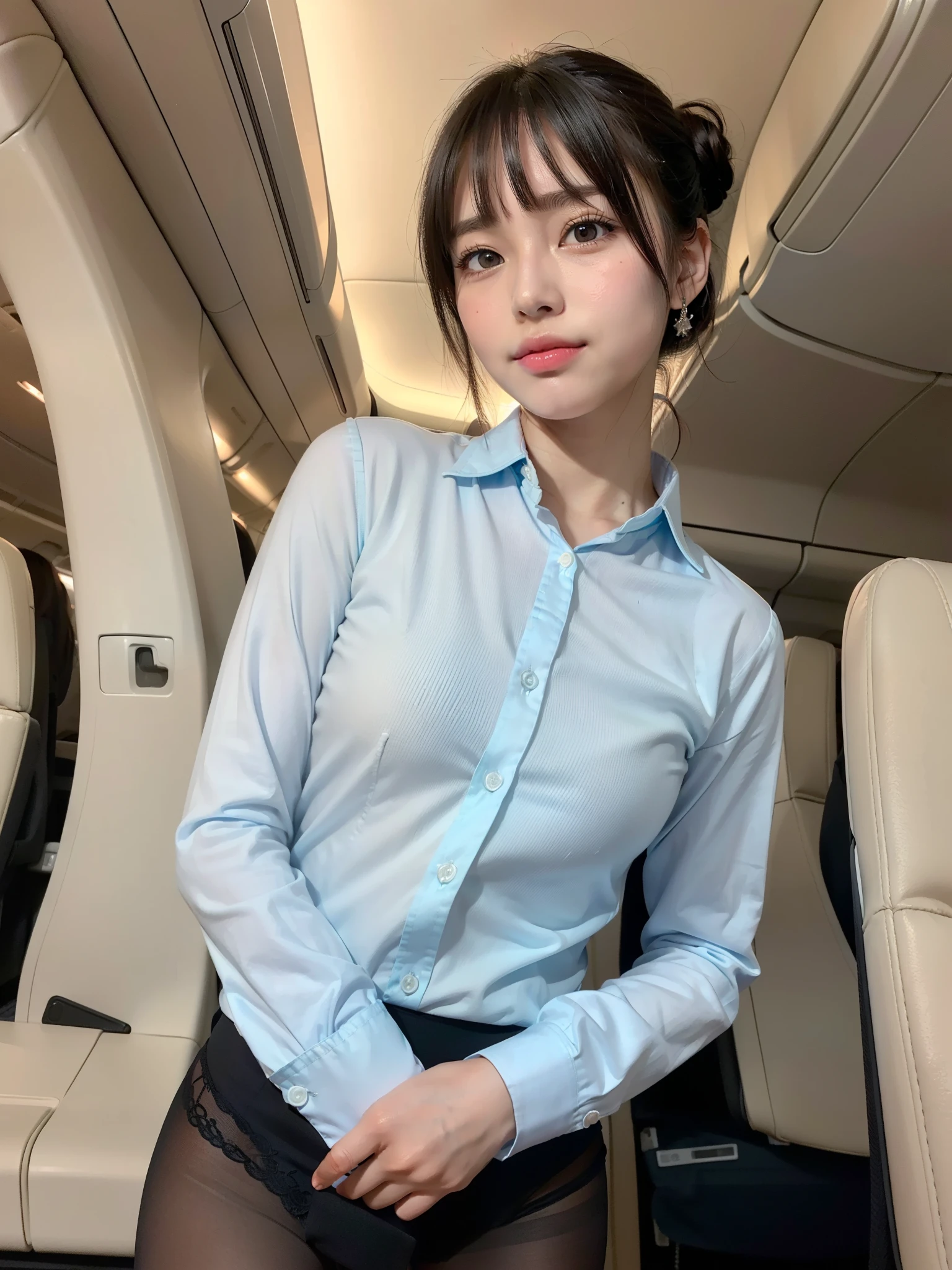 (masterpiece:1.3), (Highest quality:1.3), 8k, 超High resolution, 複雑なdetailedな, 非常にdetailedな, detailedな背景, Depth of written boundary, 超High resolution, RAW Photos, Sharp focus, perspective, (8k, Highest quality, masterpiece: 1.2), (Realistic, Realistic: 1.5), Beautiful Japanese woman, 25 years old, (((Thin thighs))), detailed: (非常にdetailedな: 1.3), (((stewardess costume))), (High resolution: 1.1), (((Airplane Passenger Passenger Passenger))), ((From below:1.45)), ahegao, ((Perfect beauty)), ((See-through lace underwear)), (((Camel Toe))), (((Hairstyle is a chignon))), ((((Leg spread)))), Watery eyes, (((Hair is up))), Wet tongue、Slim and beautiful legs、