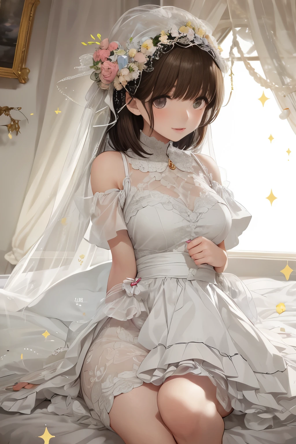 (highest quality:1.4),(masterpiece:1.4),super detailed,8K,cg,exquisite,Upper body,Lonely,thumb girl,Little Princess,flowing coat dress,garden background,detailed facial features,long curly hair,Almond Eyes,Delicate eye makeup,long fluttering eyelashes,Sparkling starry eyes,and a starry gaze, intricate lip details,soft and harmonious style.
