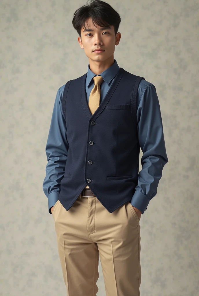 Japanese　male　Normal face Office casual clothes